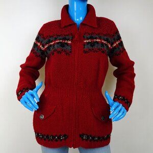 Vintage 90’s Ralph Lauren Worsted Wool Hand Knit Zip Up Sweater Cardigan S 4 6